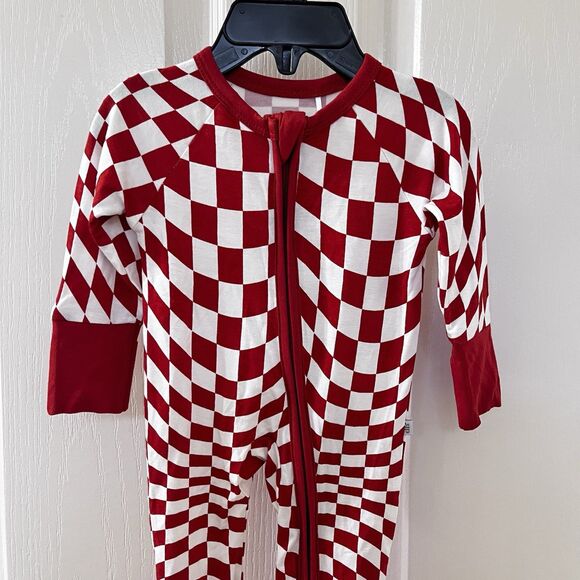 Brixton Phoenix Candy Check Bamboo Zip Romper Zippy Burnt Orange SZ Newborn NWT - Picture 2 of 15